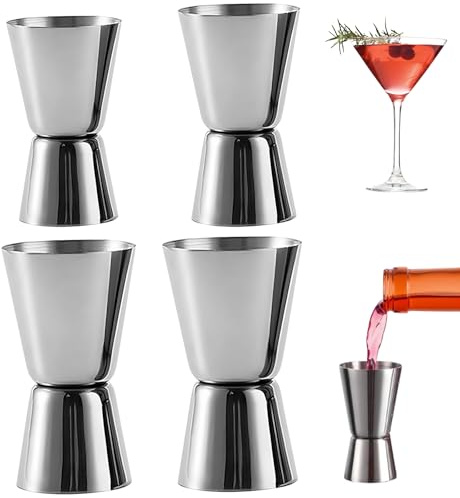 Spirit Measure, 4 Pcs Alcohol Measure for Spirits, Stainless Steel Shot Measures for Spirits, Cocktail Measure Set with 30ml 40ml 50ml 60ml for Home Bars and Professional Mixology