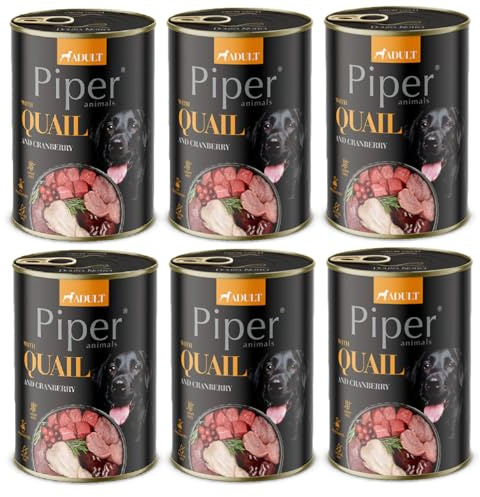 Noteci Piper Nass Hundefutter in der Dose Wachtel und Preiselbeeren 6x 400g