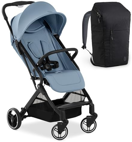 hauck Travel N Care Plus inkl. Deuter Pack N Walk Wickelrucksack – Mitwachsender Buggy ab Geburt bis 22 kg, Sportwagen mit Liegefunktion, 5-Punkt-Gurt, schwenkbare Räder - Dusty Blue