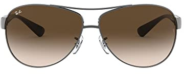 Ray-Ban Mens RB3386 Aviator Sunglasses, Gunmetal/Brown Gradient Dark Brown, 63 mm