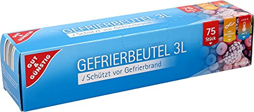 Gut & Günstig 75 Stück, 3L, Polyethylen (PE), Rechteckig, Selbstklebend, Luftdicht, Wiederverschließbar, Kühlen