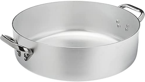 Pentole Agnelli ALMA10636 Casseroles en Aluminium Professionnelles 3 mm, Casserole Basse avec 2 poignées, 11,5 L