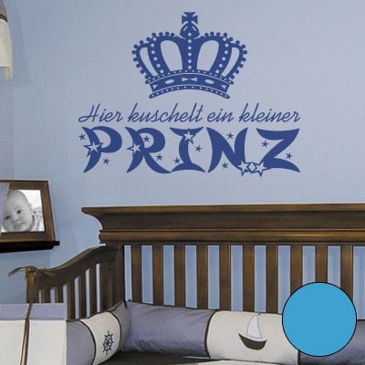 Klebesüchtig Wandtattoo Wohnzimmer Kuschel Prinz 60cm x 45cm lichtblau - Türaufkleber Flur - Wandsticker Kinderzimmer Jungen - Aufkleber für Flur, Küche, Bad - Dekoration Wohnung - Sticker