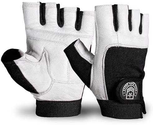 Weight Lifting Gym Gloves with Wrist Support, Black and White