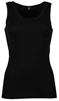 Dilling Damen Merino Wolle Tanktop Schwarz 44 – Unterhemd Aus 100% Bio Merinowolle – Atmungsaktives Trägershirt Ohne Superwash – Nachhaltige Damen Unterwäsche