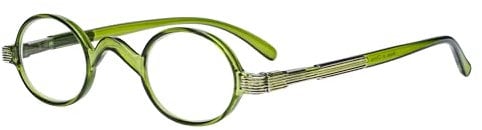 Eyekepper Small Oval Round Reading Glasses Vintage Mini Reader Eyeglasses for Men Women Reading with Spring Hinges Green Frame +1.75