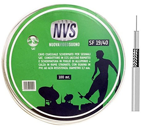 NVS Cavo Coassiale 3.7 M 100 Mt, Connessione Antenna TV, Outdoor