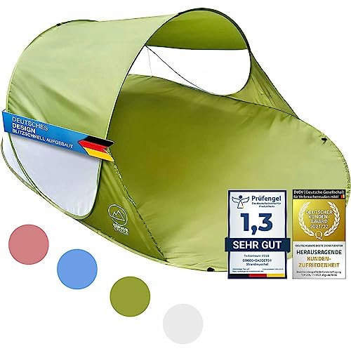 CANYON CRUISE Strandmuschel Pop Up Strand-Zelt Windschutz am Strand Wurfzelt Blitzschnell Selbstaufbauendes Sonnensegel Outdoor Zelt Automatik Muschel mit UV-Sonnenschutz (Grün)