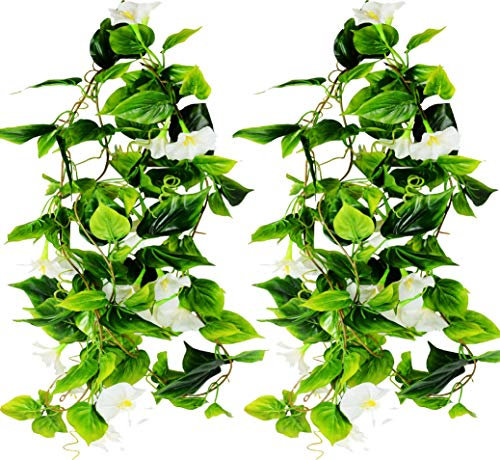 AirSun Künstliche Blumenranken, 3,8 m, hängende Pflanzen, Seide, Girlande, künstliche grüne Pflanze, für Zuhause, Garten, Wand, Zaun, Innen- und Außenbereich, Hochzeit, Geburtstagsdekoration (weiß)