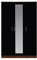 Reflect - 3 Door MIRROR Wardrobe with 4 Shelves and Handing Rail for Bedroom (H: 180cm x W: 113cm x D: 47cm) (Black Gloss/Walnut)