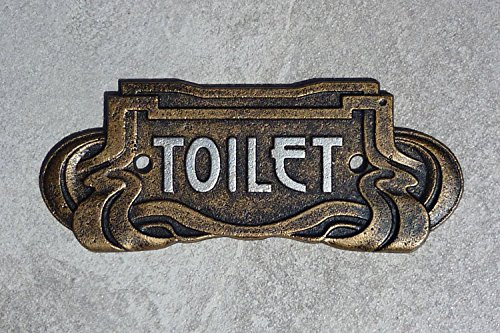 Art Nouveau Toilet Door Sign 18.5cm Antique Bronze Effect Hand Painted Cast Iron Retro Jugendstil Vienna Secession Modernisme