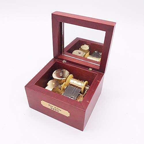 Youtang Holz-Spieluhr, Mini-Spieluhr, vergoldetes Uhrwerk, spielt die Schöne und das Biest Rose Wood