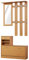 HOMCOM Ensembles 3 en 1 de Meuble d'entrée vestiaire avec Panneau Porte-Manteau, Miroir et Banc à Chaussures - 6 Crochets et étagère réglable, Bois Clair
