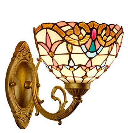 GDLight Baroque Design Applique Tiffany Style Européenne Vintage Teinté Verre Murale Applique pour Chambre Salon Allée Couloir