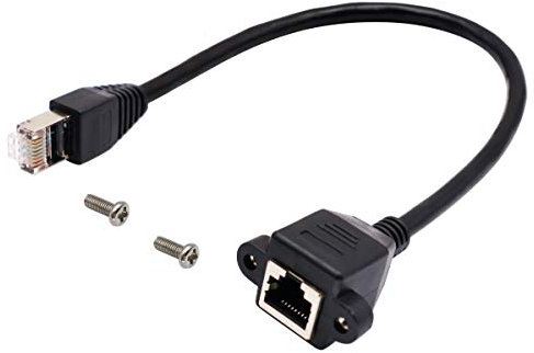 AAOTOKK Cat 6 red Ethernet Cable,Gigabit RJ45 Macho a Hembra Conector de Red Ethernet Cable Extensión deTornillo Blindado Montaje en Panel para PC Switch Router Cable de módem.(0.3 M/1ft)