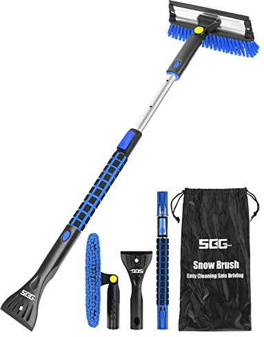 SEG Direct 100CM Auto Ausziehbare Schneebesen mit Rakel-Eiskratzer und Ausziehbarem Schaumstoffgriff für Auto LKW SUV MPV Leichtes Frostschutzmittel Haltbarkeit Schwarz und Blau