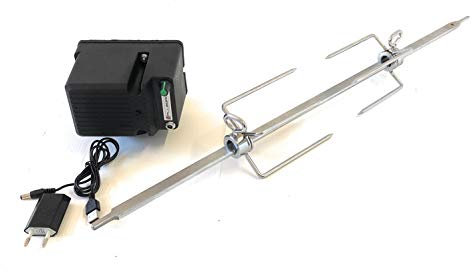 ALLEGRI Tournebroche pour Barbecue Spirit I et II Série 300 Alimentation USB Broche et Pince à Viande INOX Charge 12 kg