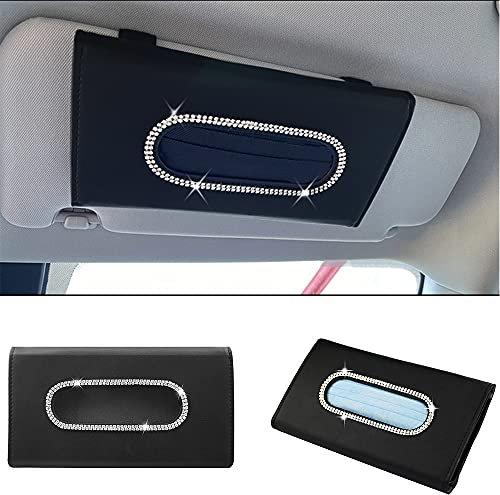 cocaNbutter Kosmetiktücherbox Bling Leder Taschentuchbox Taschentuchspender Auto Visier Tissue Halter Organizer