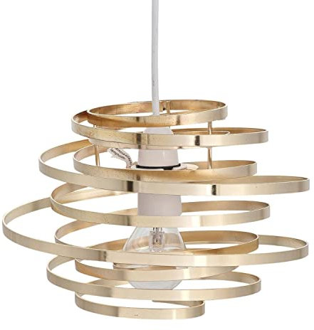 Modern Metal Swirl Ceiling Light Shade Gold Metal Easy Fit Lightshade - No Wiring Required Modern Design Lampshade Height 25cm Diameter 23cm
