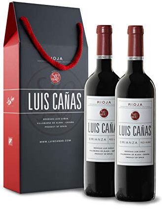 Luis Cañas - Vino Tinto con D.O. Rioja - Crianza - Variedad de Uva Tempranillo, Garnacha, Graciano, Mazuelo, Viura y Rojal - Notas Afrutadas - Incluye Estuche Cartón - 2 Botellas de 75 cl