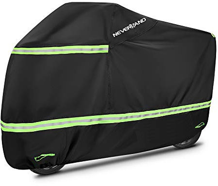 Motorrad Abdeckplane Outdoor - NEVERLAND Belüftungsöffnungen Reflektionsstreifen Abdeckplane Roller Stoff Motorradgarage Winterfest Wasserdicht Atmungsaktiv Winddicht Robust XL 245 * 105 * 125cm