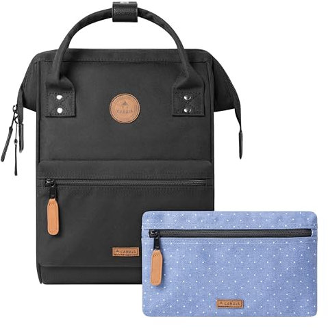 CABAIA - Sac à Dos Adventurer Berlin - Mini 10L - Déperlant - Compartiment Ordinateur Portable 10,5-2 Poches - Certifié Vegan - Sac Voyage, Affaires, École pour Homme et Femme - Noir