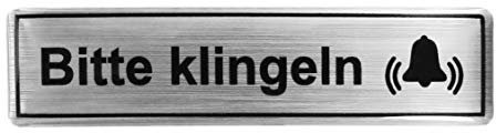 BIKE-label 3D Aufkleber Alu Optik Hinweisschild Bitte Klingeln Türschild 65 x 16 mm 900067