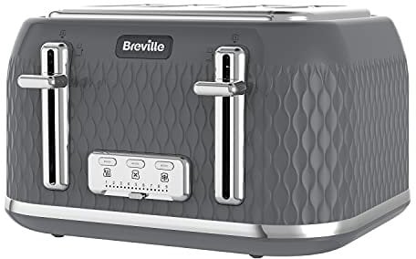 Breville Curve 4 Slice Toaster with High Lift & Wide Slots | Grey & Chrome [VTR013]