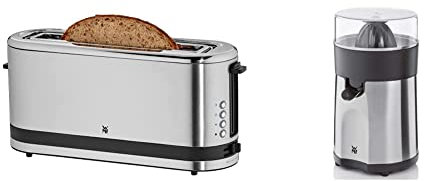 Wmf 414120011 Tostadora, 900 W, Cromargan Acero Inoxidable 18/10, Plateado + Stelio Exprimidor, 85 W, 2 Conos Intercambiables Y Colador Extraíble De Cromargan Y Cierre Antigoteo