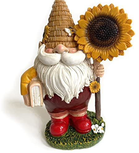 DRYEN Bienenstock Gartenzwerg Figur, 15,2 cm, hellgelb und hellbraun Polyresin Statue, Harz Zwerg Ornamente für Rasen Ornamente