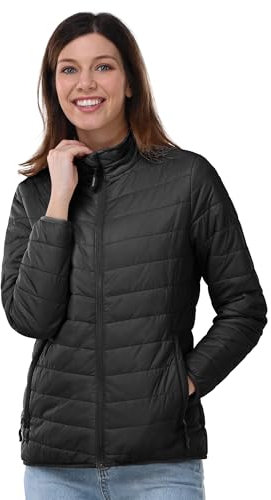 Outdoor Ventures Damen Steppjacke Leichte Warme Packbare Übergangsjacke Puffer Jacke für Frauen Gefüttert Weiche Steppmantel Quilted Coat für Freizeit Wandern Reisen Outdoor Schwarz S