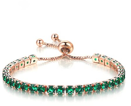 Wedity Classic Sparkling Tennis Bracciale Catena da polso in cristallo Accessori per mani regolabili Gioielli per donne Ragazze (verde)