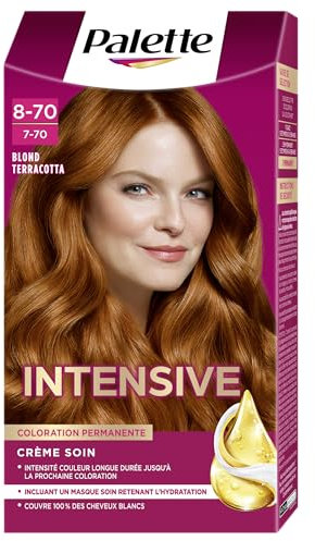 Schwarzkopf - Palette - Colorazione permanente per capelli - Crema Cura - Brillanza intensa - Copre 100% dei capelli bianchi - Durata 8 settimane - Biondo Terracotta 8.70