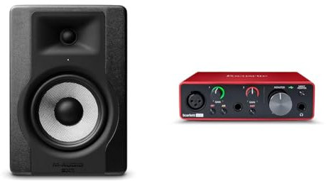 M-Audio BX5 D3 - Cassa Monitor da Studio Attiva da 100 W con Woofer da 5 & Focusrite Scarlett Solo (terza generazione), interfaccia audio USB - Per chitarristi