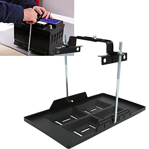 Auto Batterie Träger Halter,Universal Autobatterie Bootsbatterie Halterung mit Verstellbarer Querstange, Kfz Ersatz Zubehör für Batterien der Serie 27 30 31 Auto, LKW, Van, Boot(A)