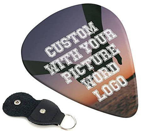 Personalisierte Gitarren-Plektren,6 Stück,Beidseitig Bedrucktes Design Mit Ihrem Bild,Logo,Text,Individuelles Plektrum Mit Lederbezug,Geschenk Für Familie,Freunde,Gitarrenspieler Zum Geburtstag,Jahr