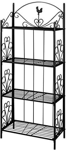 Pflanzenregal Metall 4-stufig, Pflanzentreppe Blumenbank Gartenregal Blumentreppe Verzierung, Antik Stil, schwarz 61,5 x 33 x 153 cm