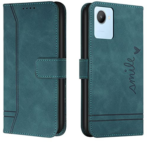 Lihondar Coque pour Oppo Realme C30/Narzo 50i Prime, Coque Oppo Realme C30/Narzo 50i Prime, Protection Portefeuille Etui à Rabat Housse en Cuir PU avec TPU Magnétique Flip Pochette Housse (Vert)