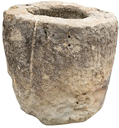 Biscottini Viejo mortero gigante de piedra 73x65 cm