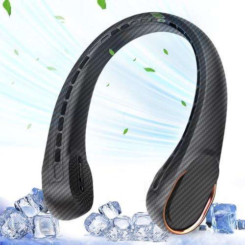 ASNUG Ventilatore da collo, senza pale, ventilatore personale ricaricabile da 4000 mAh, ventilatore portatile a 360°, 3 velocità regolabili, raffreddamento più veloce, ultra silenzioso, adatto per