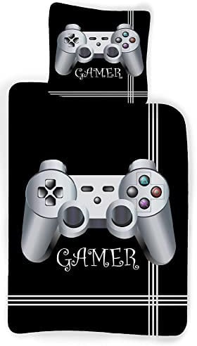 Gamer Bettwäsche-Set 135x200 80x80 Baumwolle Gaming Controller Zocker Bettzeug