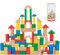 Tooky Toy Farbige Holzbausteine mit 100 Teilen zum Bauen