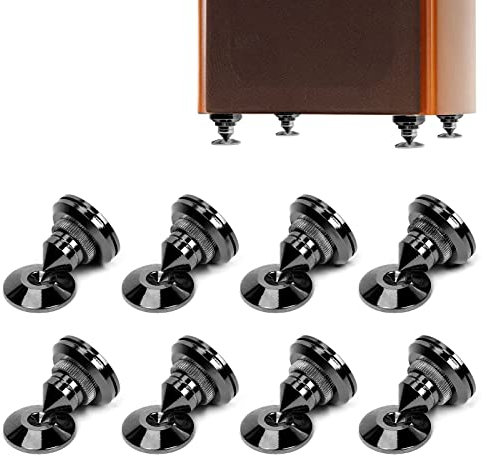 8 Picos de Aislamiento para Altavoces Puntas de Altavoz de Aleación de Almohadilla de Base de Choque del Altavoz Pinchos para Altavoces, Negro