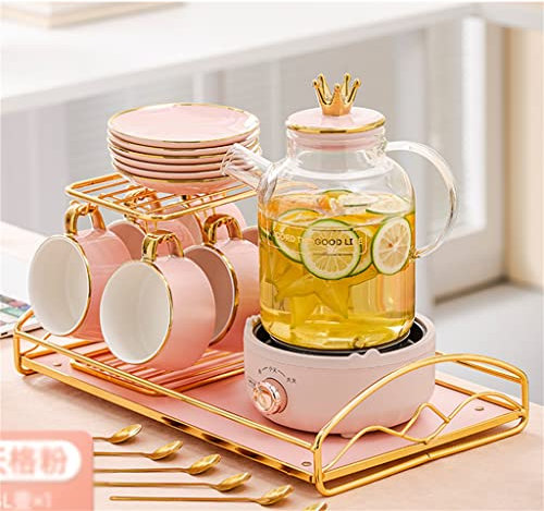 Health Pot Multi-Functional Home Office Pink Mini Automatic Flower Tea Stew Electric Kettle Set (Pink 1.8L)