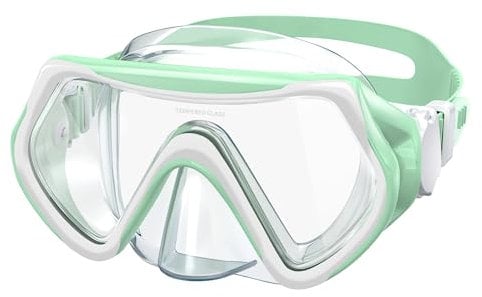 Findway Masque de Plongée Enfant,Lunettes de Plongée Enfants Masque de Snorkeling pour 5-16 Ans Garçons Filles,180°View HD Anti-buée Anti-Fuite Lunettes de Natation