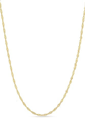 Einzelstück® Singapurkette 925 Silber 45-50 cm I Silberkette gedreht in 14K vergoldet I minimalistische Kette Damen ohne Anhänger (Memory Kette Gold)
