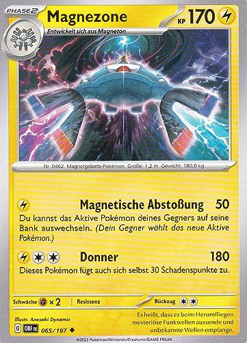 Magnezone - OBF 065/197 - Uncommon - Karmesin & Purpur - Obsidianflammen - mit LMS Trading Grußkarte