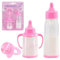 BiBi Doll Magic Milk Bottle, Cup and Pacifier Dummy, 3 Piece Doll Feeding Set for Reborn Babies and Dolls, Pretend Role Play Toy for Children 3 Years+