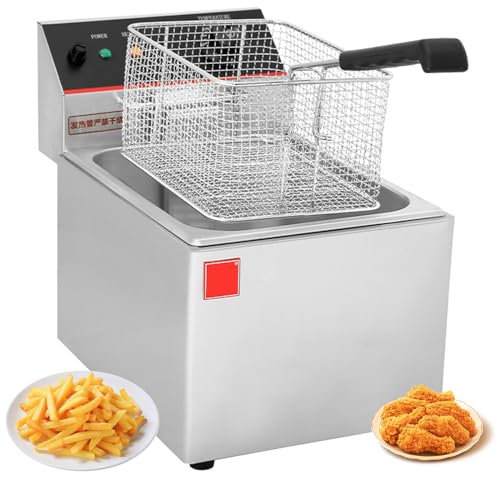 RUYICZB Freidora Electrica Profesional para Hostelería 8 litros Acero Inoxidable, Filtro Oilclean Que Mantiene El Aceite Limpio, 2800 Watt, Temperatura 60-200 °C, Zona Fría, Tapa Incluida