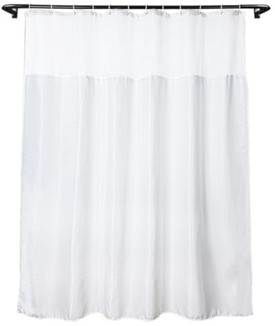 goodbath Waffle Shower Curtain, Hotel Style Shower Curtains with Mes Top Window, Anti Mould Proof Waterproof Washable, White, 180x180cm